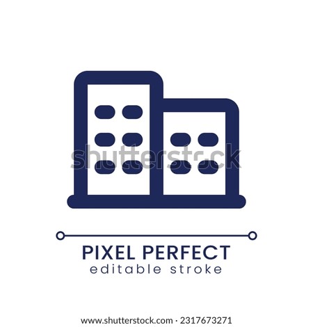 Hotel pixel perfect linear ui icon. Providing lodging. Paid service. Real estate. GUI, UX design. Outline isolated user interface element for app and web. Editable stroke. Poppins font used