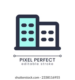 Hotel pixel perfect RGB color ui icon. Providing lodging. Paid service. Simple filled line element. GUI, UX design for mobile app. Vector isolated pictogram. Editable stroke. Poppins font used