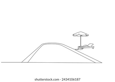 hotel pool sun lounger objects holiday nobody one line art design