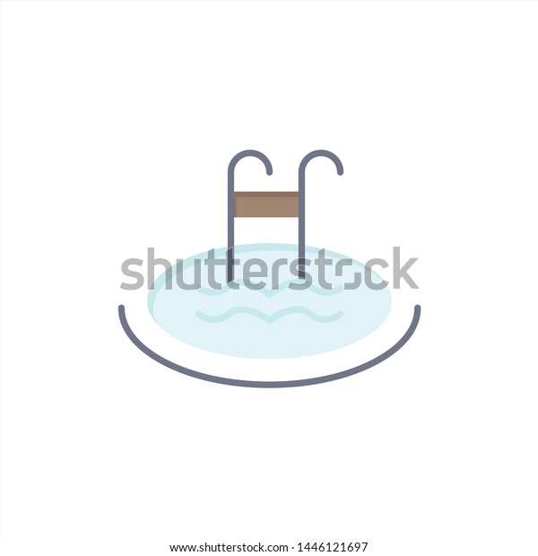 Hotel, Pool, Swimming, Service  Flat Color Icon.\
Vector icon banner\
Template