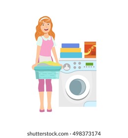 Hotel Professional Maid Doing Laundry Illustration