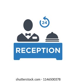Hotel reception 24-hour service vector blue