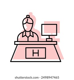 Hotel Reception color shadow thinline icon , vector, pixel perfect, illustrator file