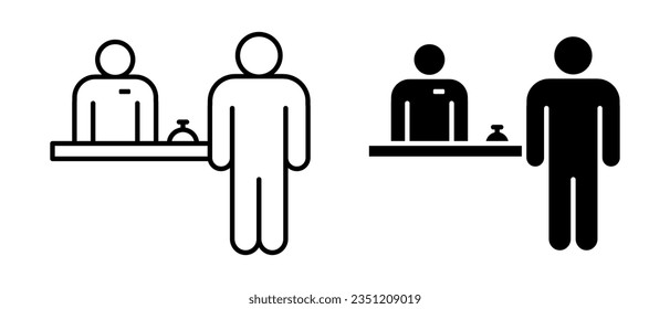 Hotel reception desk bell vector icon set. Hotel front desk symbol