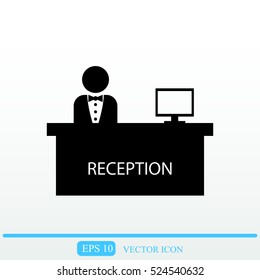 Hotel reception desk icon