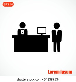 Hotel reception desk icon
