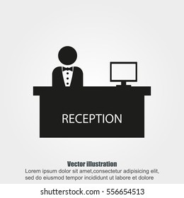 Hotel reception desk icon