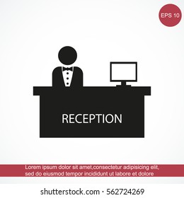 Hotel reception desk icon