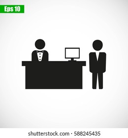 Hotel reception desk icon