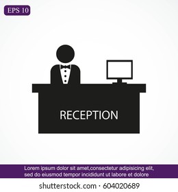 Hotel reception desk icon