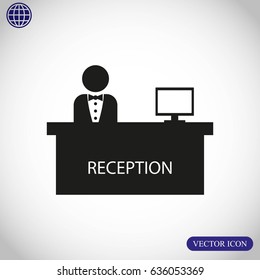 Hotel reception desk icon