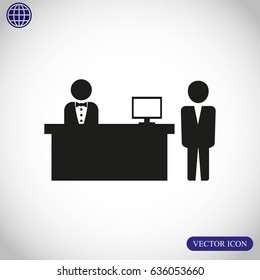 Hotel reception desk icon