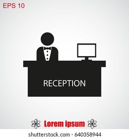 Hotel reception desk icon