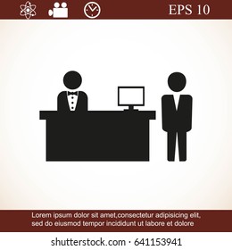 Hotel reception desk icon