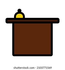 Hotel Reception Desk Icon. Editable Bold Outline With Color Fill Design. Vector Illustration.