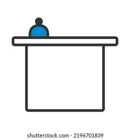 Hotel Reception Desk Icon. Editable Bold Outline With Color Fill Design. Vector Illustration.