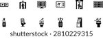 Hotel reception desk icon featuring a bell and desk lamp. Symbolizes hospitality, concierge services, check-in, and customer support. Ideal for travel, lodging, and guest services industry.