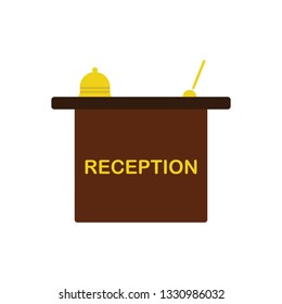Icono de recepción del hotel. Diseño de color plano. Ilustración vectorial.