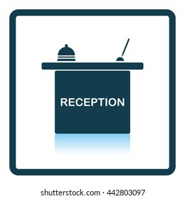 Hotel reception desk icon. Shadow reflection design. Vector illustration.