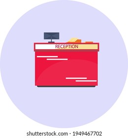 Hotel reception, illustration, vector on white background.