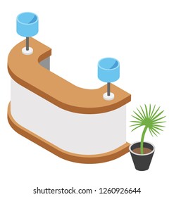Hotel reception isometric icon vector