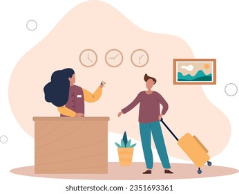 hotel reception service tourism and travel concept flat vector illustration