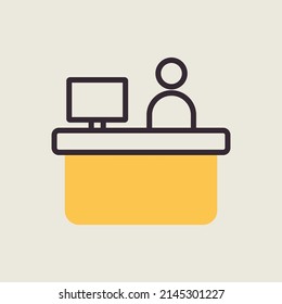 Hotel reception service vector isolated icon. Graph symbol for travel and tourism web site and apps design, logo, app, UI
