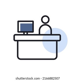 Hotel reception service vector isolated icon. Graph symbol for travel and tourism web site and apps design, logo, app, UI