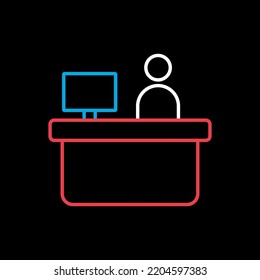 Hotel reception service vector isolated on black background icon. Graph symbol for travel and tourism web site and apps design, logo, app, UI
