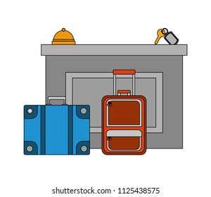 hotel reception suitcases bell and key suite