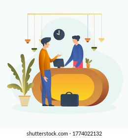 Hotel receptionist and customer conversation
