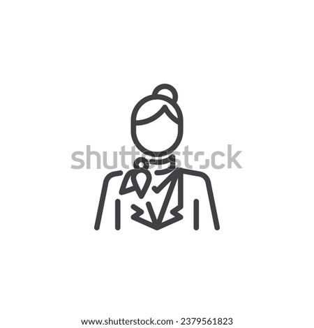 Hotel receptionist line icon. linear style sign for mobile concept and web design. Woman concierge outline vector icon. Symbol, logo illustration. Vector graphics
