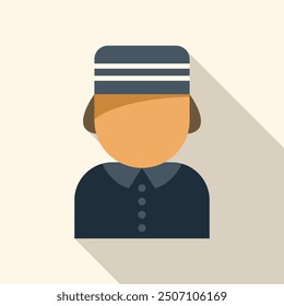 Hotel receptionist wearing uniform with long shadow in flat design
