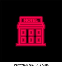 Hotel red glowing neon ui ux icon. Glowing sign logo vector
