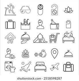 Hotel related icons. Hotel related vector illustration icon set