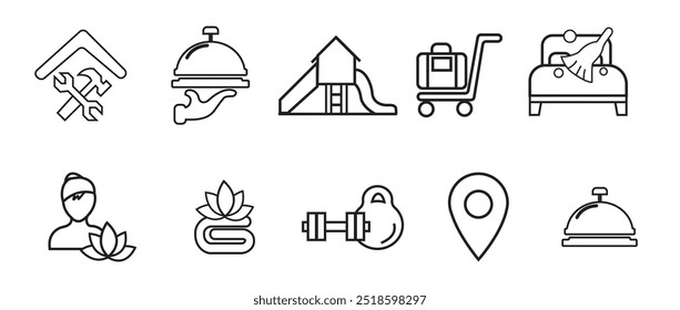 Hotel related icons. Hotel related vector illustration icon set