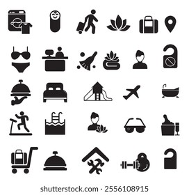 Hotel related icons. Hotel related vector illustration icon set