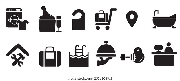 Hotel related icons. Hotel related vector illustration icon set