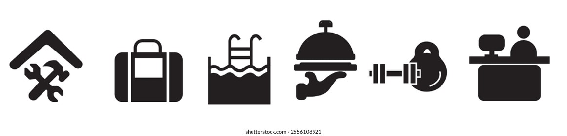 Hotel related icons. Hotel related vector illustration icon set