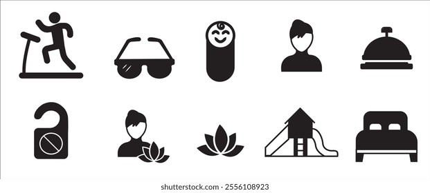 Hotel related icons. Hotel related vector illustration icon set