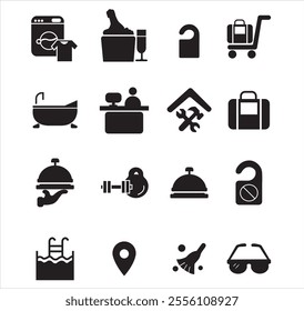 Hotel related icons. Hotel related vector illustration icon set