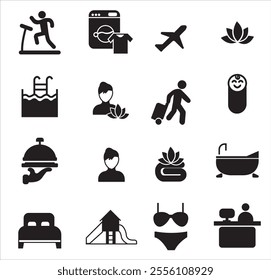 Hotel related icons. Hotel related vector illustration icon set