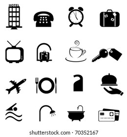 Hotel related symbols or buttons icon set