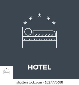 Hotel related vector thin line icon. Isolated on black background. Vector illustration