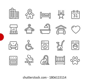 Hotel & Rentals Icons 2 of 2 // Red Point Series - Vector line icons for your digital or print projects.