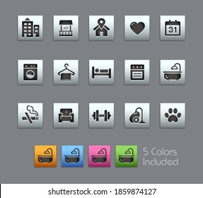 Hotel and Rentals Icons 2 of 2 // Satinbox Series - The vector file includes 5 color versions for each icon in different layers.