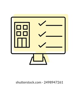 Hotel Reservation color shadow thinline icon , vector, pixel perfect, illustrator file