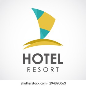 Hotel Resort Beach Sail Logo Element Design Vector Shape Icon Symbol Business Template Company Identity