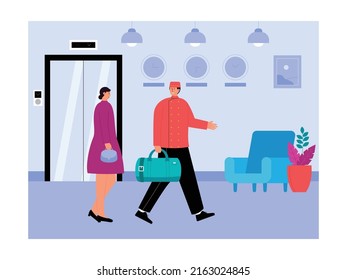 Hotel And Resort Holiday Trip Staycation Vector Art Illustration