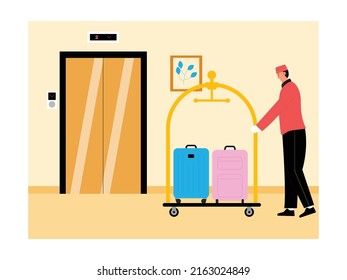 Hotel And Resort Holiday Trip Staycation Vector Art Illustration